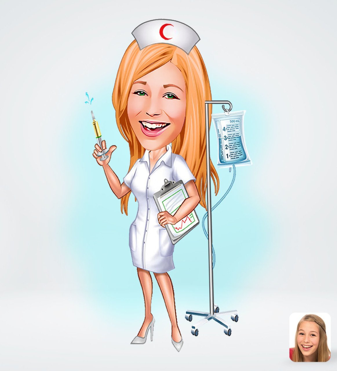 Kişiye Özel Hemşire Tasarımlı Dijital Karikatür-2