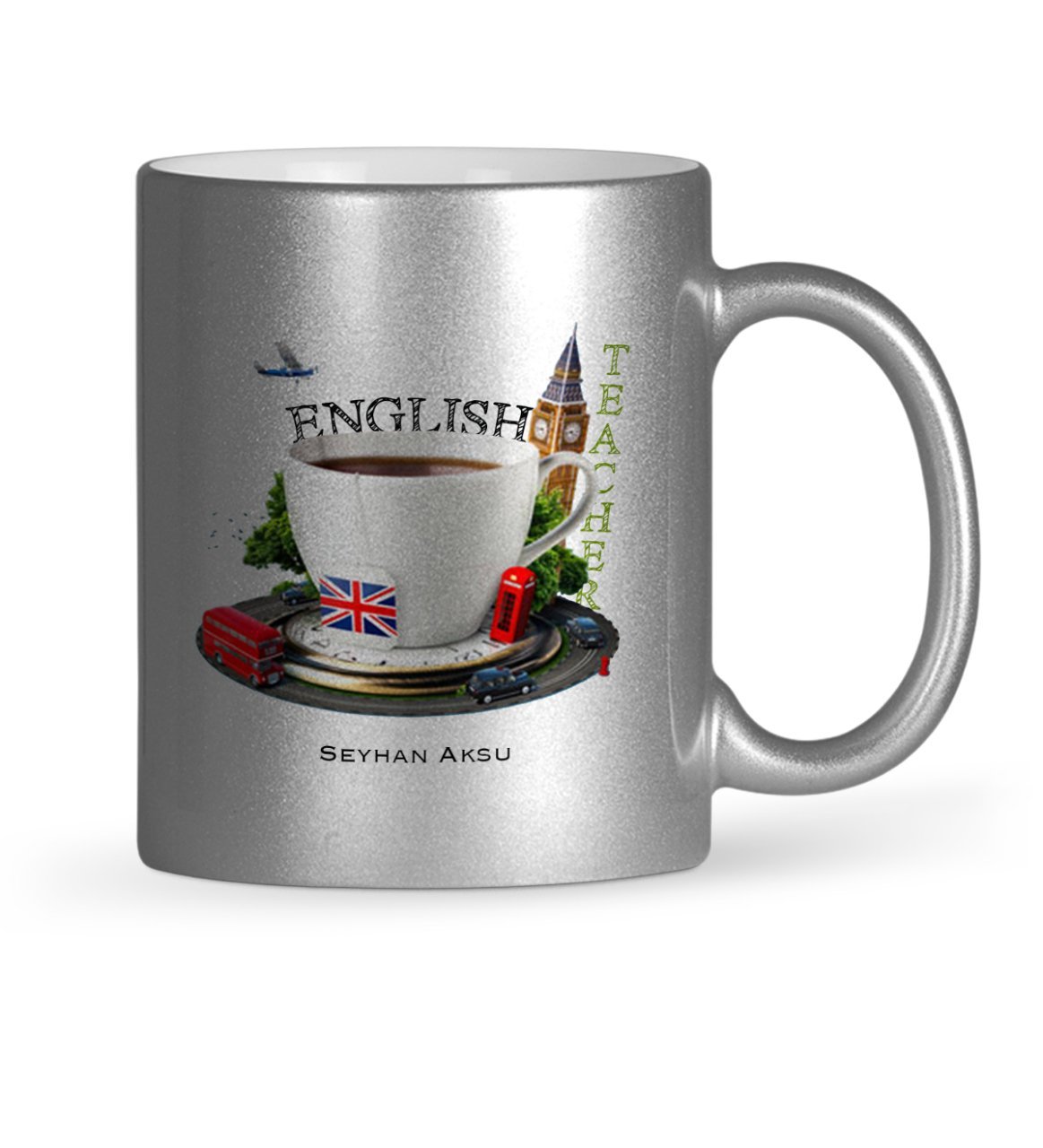 Kişiye Özel İngilizce Öğretmeni Gümüş Yaldızlı Kupa Bardak - 8