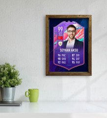 Kişiye Özel Doğal Masif Ahşap Çerçeveli Tablo 45x65cm Futbolcu Kartı-2