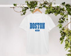 BK Gift Boston Tasarımlı Erkek Beyaz T-shirt, Arkadaşa Hediye, Doğum Günü Hediyesi, Trend Tişört, Sevgili Hediyesi-1