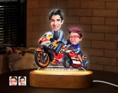 BK Gift Kişiye Özel Baba-Oğul Karikatürlü Dekoratif 3D Biblo LED Işıklı Gece Lambası-4, Babaya Hediye, Babalar Günü Hediyeleri