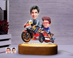 BK Gift Kişiye Özel Baba-Oğul Karikatürlü Dekoratif 3D Biblo LED Işıklı Gece Lambası-4, Babaya Hediye, Babalar Günü Hediyeleri