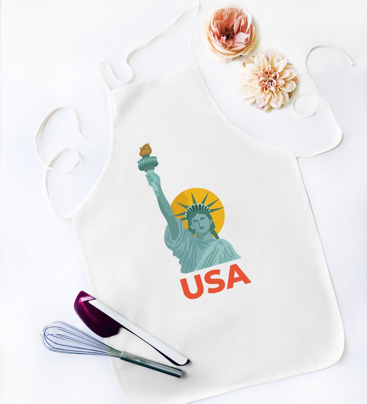 BK Gift USA Tasarımlı Beyaz Mutfak Önlüğü - Model 1