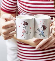 BK Gift Kişiye Özel Sevgililer Temalı 2’li Beyaz Kupa Bardak, Sevgililer Günü Hediyesi, Sevgiliye Hediye, Ev Hediyesi-8