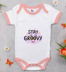 BK Kids Stay Groovy Tasarımlı Pembe Bebek Body Zıbın-1