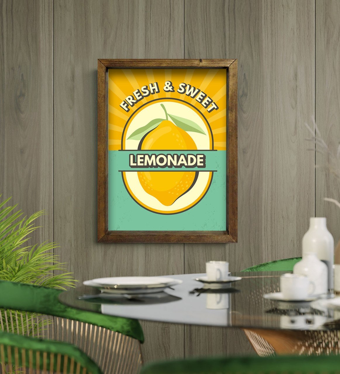 BK Gift Cafe & Bar & Restaurant Konseptli Doğal Masif Ahşap Çerçeveli Tablo-28
