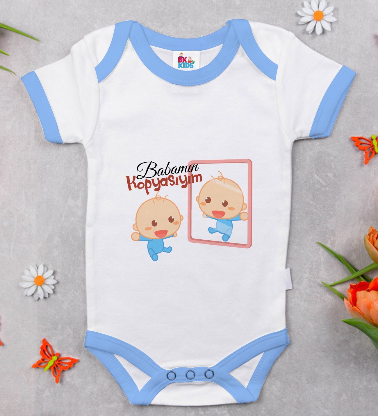 BK Kids Babamın Kopyasıyım Tasarımlı Mavi Bebek Body Zıbın-1