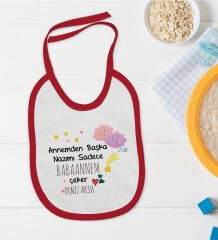 BK Kids Kişiye Özel Babaannem Tasarımlı Kırmızı Bebek Mama Önlüğü-1