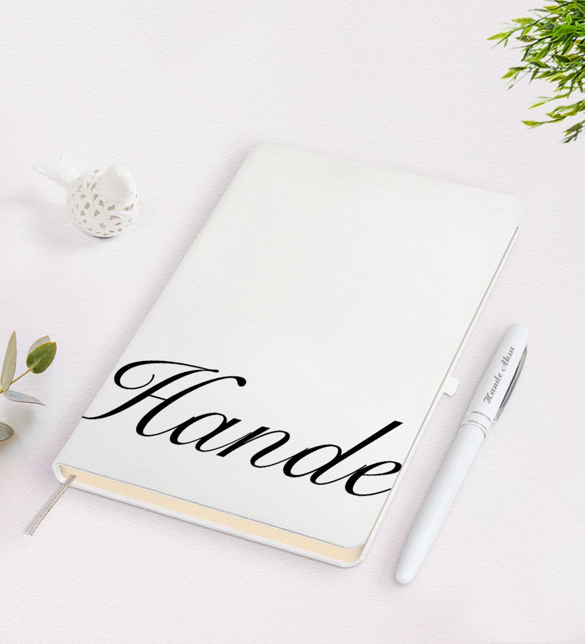 Kişiye Özel El Yazılı Beyaz Defter Kalem Seti-3
