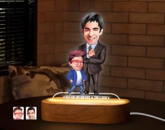 BK Gift Kişiye Özel Baba-Oğul Karikatürlü Dekoratif 3D Biblo LED Işıklı Gece Lambası-6, Babaya Hediye, Babalar Günü Hediyeleri