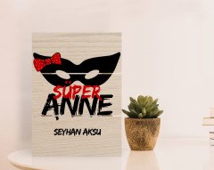 Kişiye Özel Süper Anne Tasarımlı Otantik Masaüstü Ahşap Palet Çerçeve-1