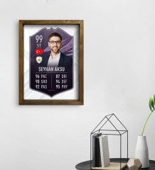 Kişiye Özel Doğal Masif Ahşap Çerçeveli Tablo 45x65cm Futbolcu Kartı-5