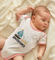 BK Kids Little Advanturer Tasarımlı Pembe Bebek Body Zıbın-1