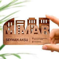 Kişiye Özel Mesleki Mimar Ahşap Kartvizit (Model 2) 50 ADET