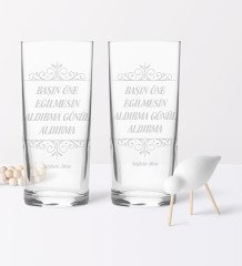 Kişiye Özel İkili Başın Öne Eğilmesin Aldırma Gönül Aldırma Rakı Bardağı Seti