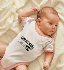 BK Kids Gelüse Gelü Tasarımlı Pembe Bebek Body Zıbın-1