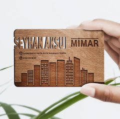 Kişiye Özel Mesleki Mimar Ahşap Kartvizit (Model 3) 50 ADET