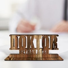 Kişiye Özel Mesleki Doktor Ahşap Masa İsimliği (Model A14)