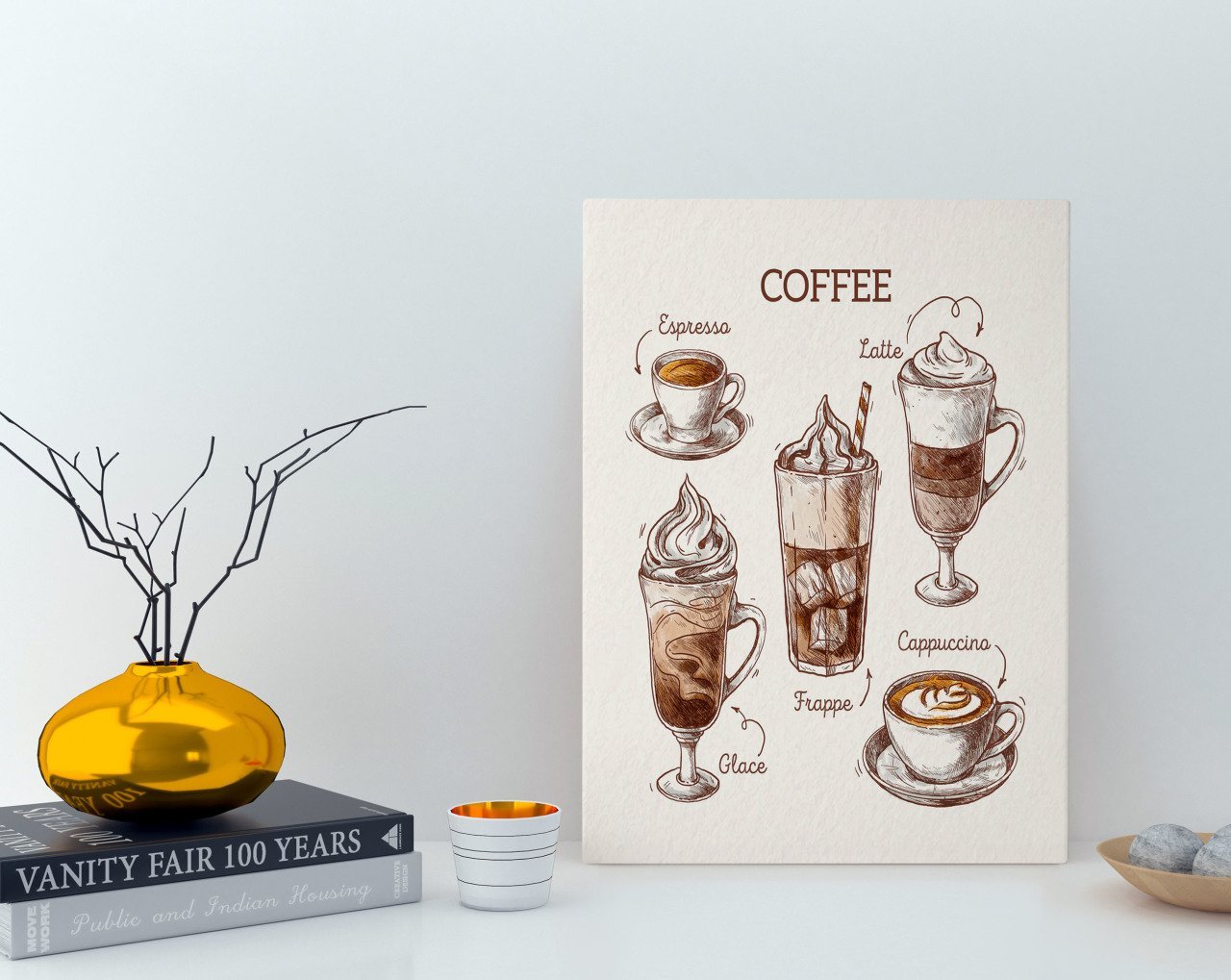 BK Home Coffee Tasarımlı Kanvas Tablo 30x50cm-25
