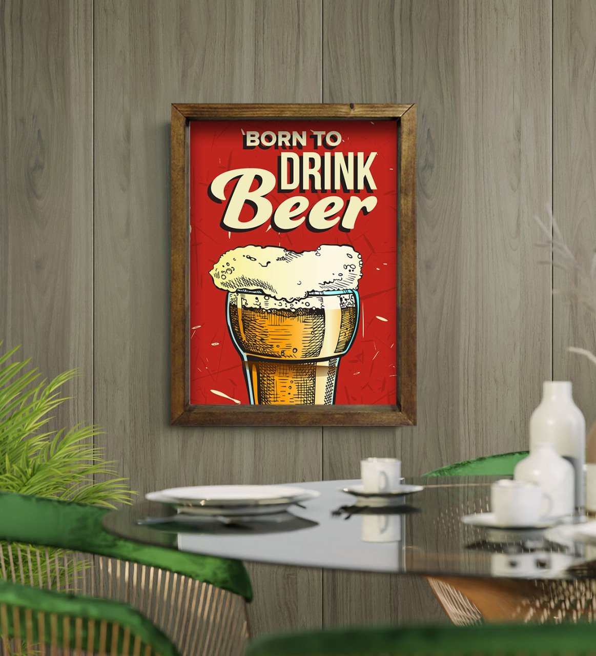 BK Gift Cafe & Bar & Restaurant Konseptli Doğal Masif Ahşap Çerçeveli Tablo-33