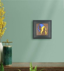 BK Gift Woman Line Tasarımlı Ahşap Çerçeveli Taş Duvar Dekoru-1