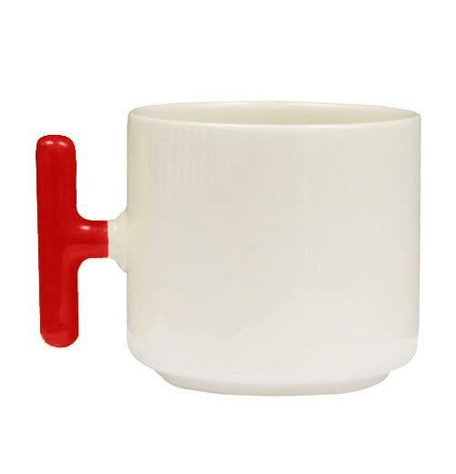 Sublimasyon Kırmızı Kulplu Seramik Latte Kupa - Kutulu