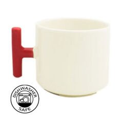 Sublimasyon Kırmızı Kulplu Seramik Latte Kupa - Kutulu