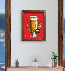 BK Gift Cafe & Bar & Restaurant Konseptli Doğal Masif Ahşap Çerçeveli Tablo-34