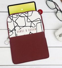 Kişiye Özel Sevgililer Fotoğraflı Taşınabilir Koruyucu Tablet Kılıfı & Organizer Çanta - Bordo-1