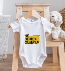 BK Kids Ne Demek Olmay Tasarımlı Beyaz Bebek Body Zıbın-1