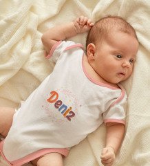 BK Kids Kişiye Özel Pembe Bebek Body Zıbın - Model 163