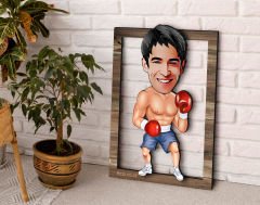 BK Gift Kişiye Özel Boksör Karikatürlü 3D Ahşap Tablo, Sevgiliye Hediye, Arkadaşa Hediye, Yıl Dönümü Hediyesi, Doğum Günü Hediyesi-1