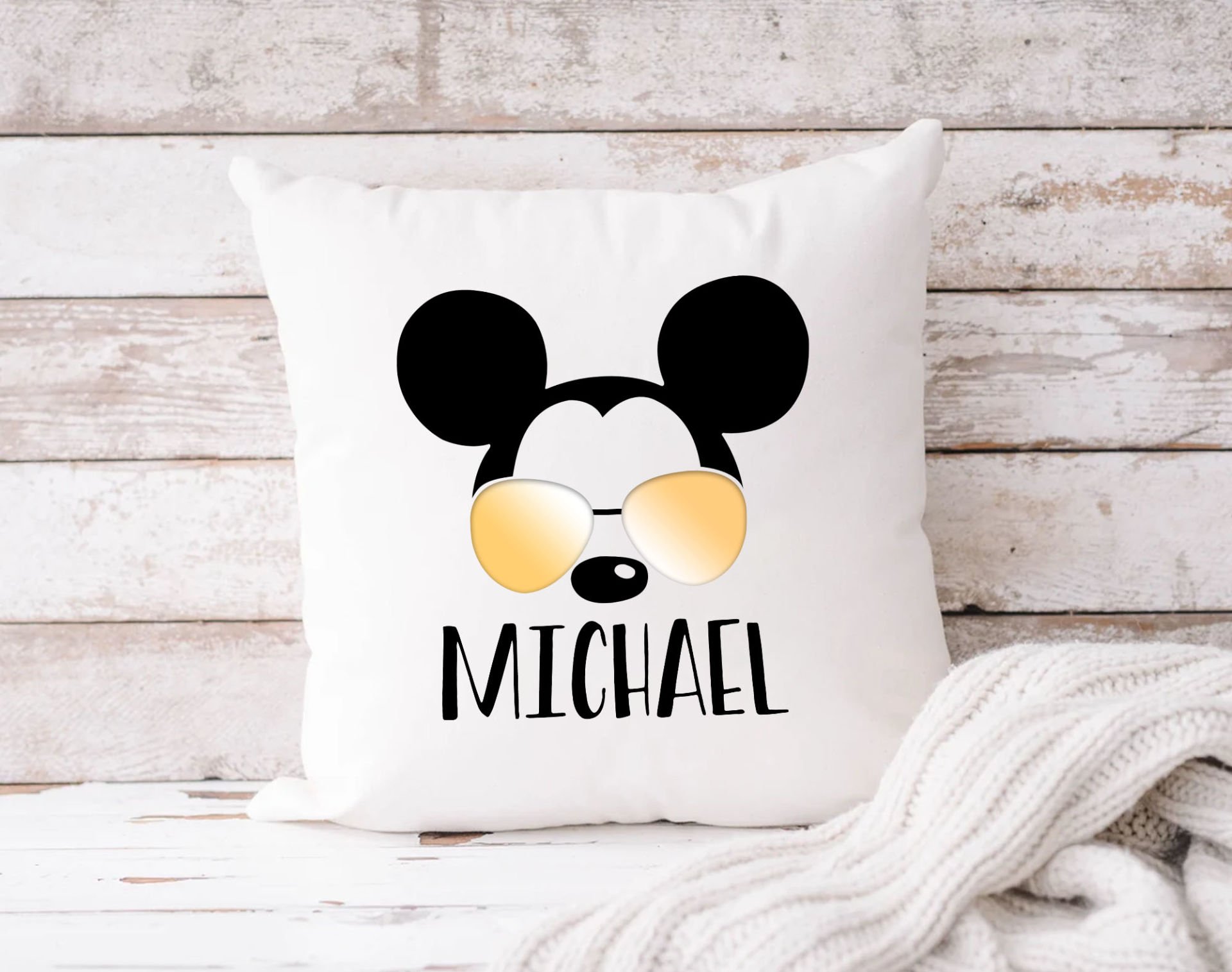 BK Gift Kişiye Özel Disney Tasarımlı Beyaz Kırlent Yastık, Ev Hediyesi, Ev Dekorasyonu, Dekoratif Hediye-2