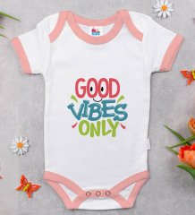 BK Kids Good Vibes Only Tasarımlı Pembe Bebek Body Zıbın-1