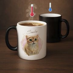 BK Gift Kişiye Özel Evcil Hayvan Karikatürlü Sihirli Kupa Bardak-2, Arkadaşa Hediye, Sevgiliye Hediye, Ev Hediyesi