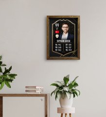 Kişiye Özel Doğal Masif Ahşap Çerçeveli Tablo 45x65cm Futbolcu Kartı-12