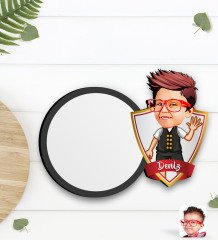 Kişiye Özel Erkek Çocuk Karikatürlü Ahşap Bardak Altlığı-2