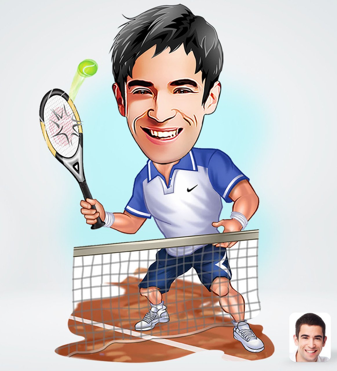 Kişiye Özel Erkek Tenis Oyuncusu Tasarımlı Dijital Karikatür-1