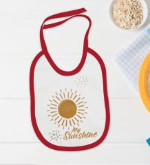 BK Kids My Sunshine Tasarımlı Kırmızı Bebek Body Zıbın ve Mama Önlüğü Hediye Seti-1