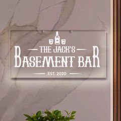 BK Gift Kişiye Özel İsimli Akrilik Bar Tabelası(38x19cm)-38, Home Bar Tabela, Duvar Dekoru