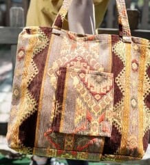 BK Gift El Yapımı Otantik Türk Kilim Omuz Çantası -6, Günlük, Kitap, Tablet, Plaj ve Seyahat Çantası