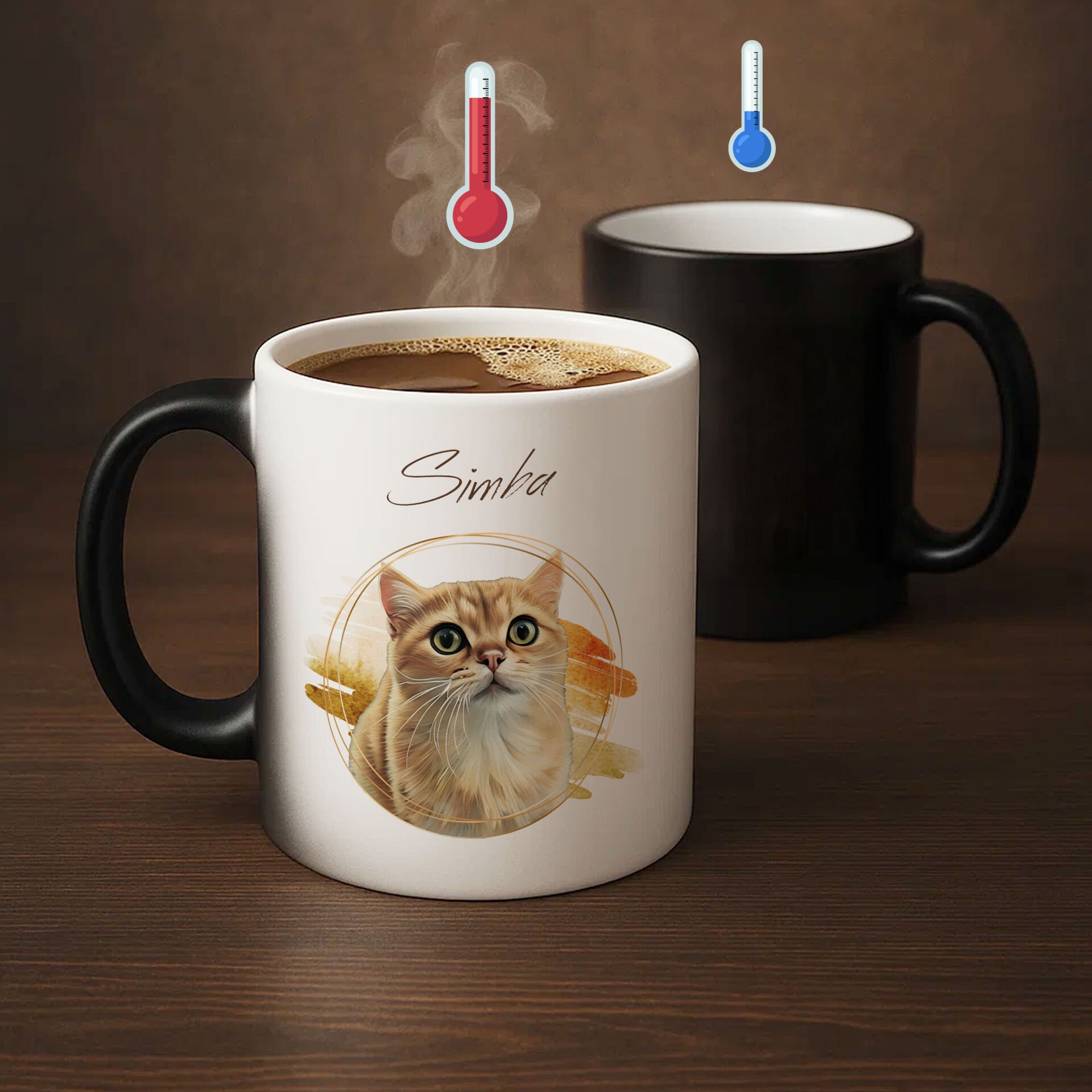 BK Gift Kişiye Özel Evcil Hayvan Karikatürlü Sihirli Kupa Bardak-6, Arkadaşa Hediye, Sevgiliye Hediye, Ev Hediyesi