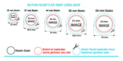 Rozet İğneli 58 mm Metal Arkalıklı  (100 adet)
