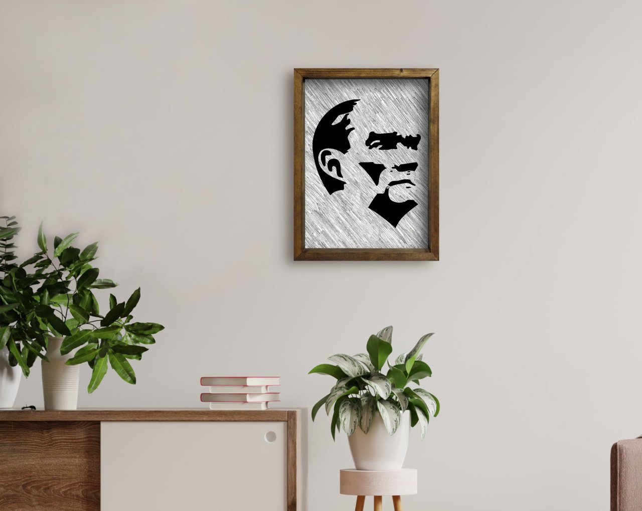 BK Home Atatürk Tasarımlı Doğal Masif Ahşap Çerçeveli Tablo 45x65cm-44