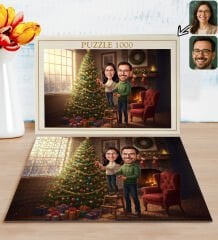 BK Gift Kişiye Özel Sevgili Yılbaşı Karikatür Tasarımlı 1000 Parça Profesyonel Puzzle-7, 1000 Puzzle, Yeni Yıl Hediyesi, Yılbaşı Hediyesi