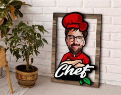 BK Gift Kişiye Özel Chef Karikatürlü 3D Ahşap Tablo, Sevgiliye Hediye, Arkadaşa Hediye, Yıl Dönümü Hediyesi, Doğum Günü Hediyesi-2