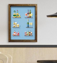 BK Gift Cafe & Bar & Restaurant Konseptli Doğal Masif Ahşap Çerçeveli Tablo-42