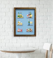 BK Gift Cafe & Bar & Restaurant Konseptli Doğal Masif Ahşap Çerçeveli Tablo-42