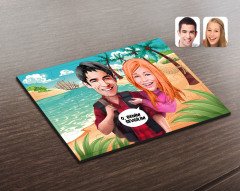 Kişiye Özel Sevgililer Karikatürlü Ahşap Puzzle-91