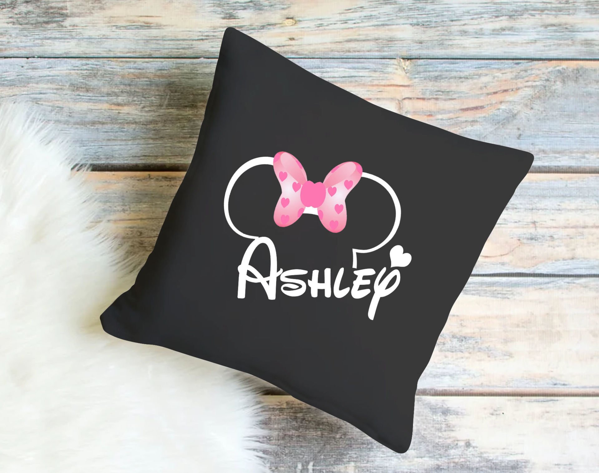 BK Gift Kişiye Özel Disney Tasarımlı Premium Kumaş Siyah Kırlent Yastık, Ev Hediyesi, Ev Dekorasyonu, Dekoratif Hediye-2
